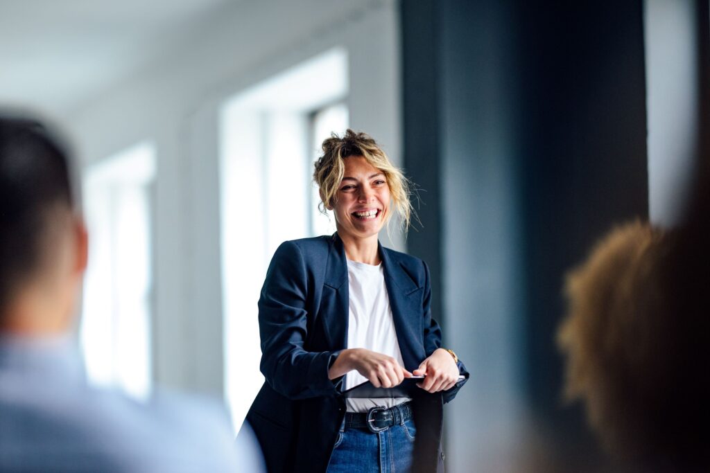 Female professional presenting in a meeting